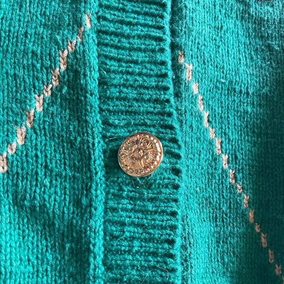 Y2K Vintage Preppy Argyle Holiday Sweater w. Poinsettia Flowers - Picture 8 of 11